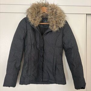 Prana Jasmine Charcoal Jacket with Faux Fur Collar